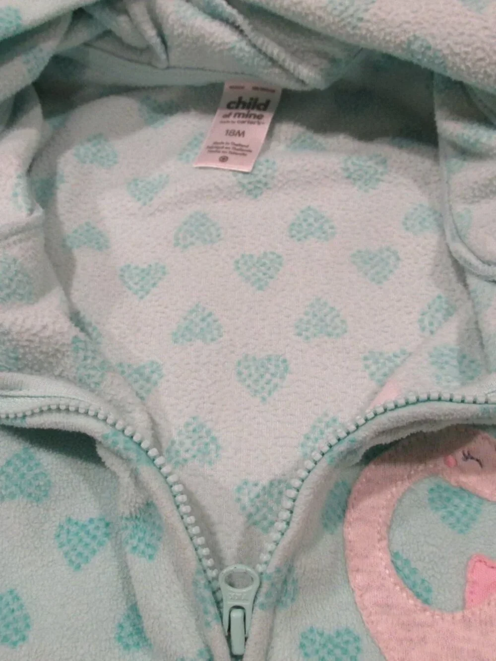 Child of Mine Hooded Zip Front‎ Jacket Girls 18M Green Long Sleeve Coat Dinosaur